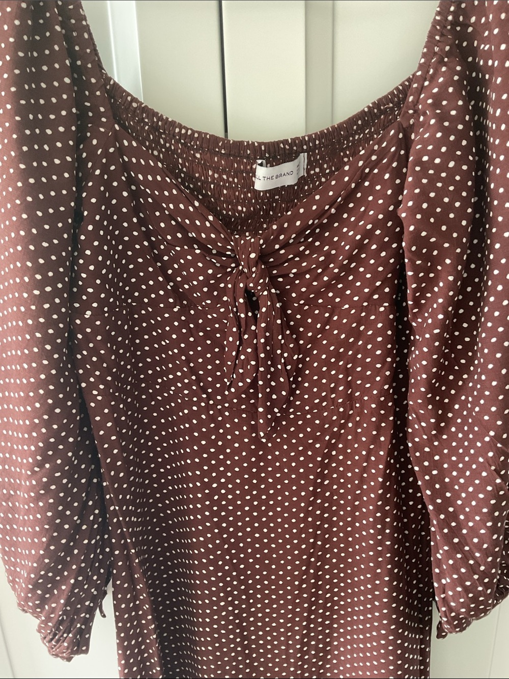 Faithfull the Brand Brown Polka Dot Midi Dress - Picture 2 of 6